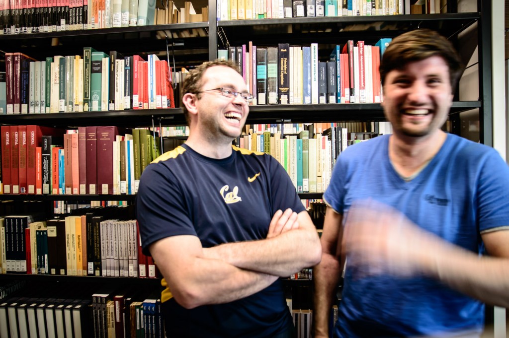 Stefan and Marcel during a photoshooting in our university's library